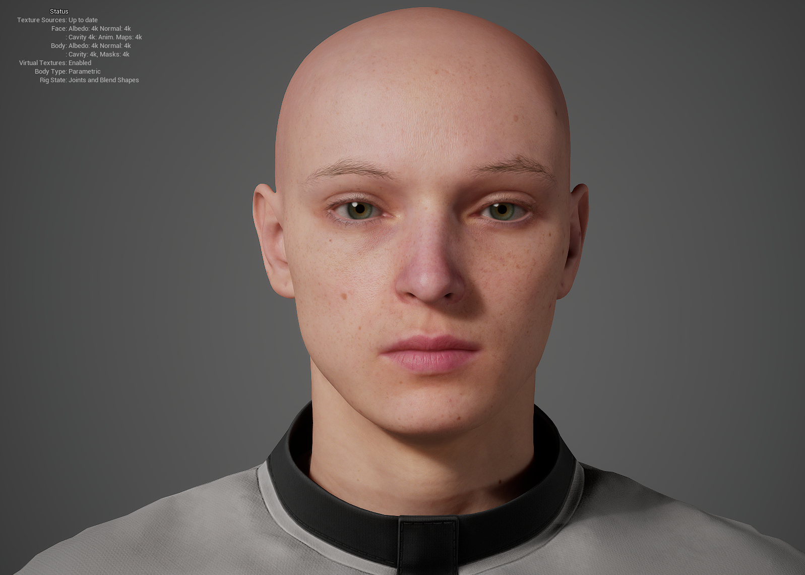 완성된 MetaHuman 캐릭터.