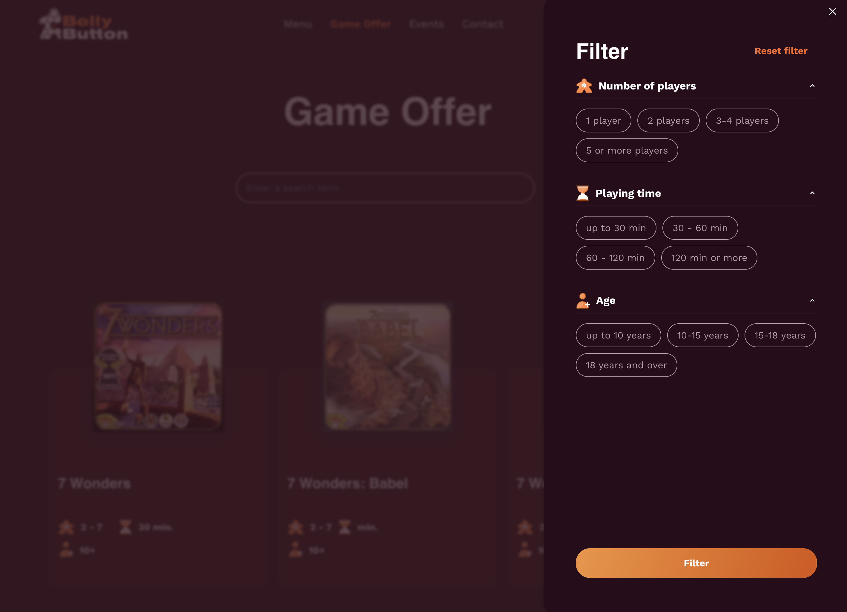 Bellybutton website - game browsing